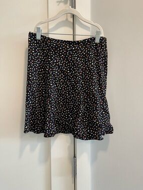 Reformation Black Circle Skater Skirt with Multicolor Polka Dots